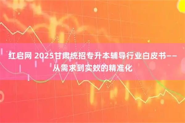 红启网 2025甘肃统招专升本辅导行业白皮书——从需求到实效的精准化
